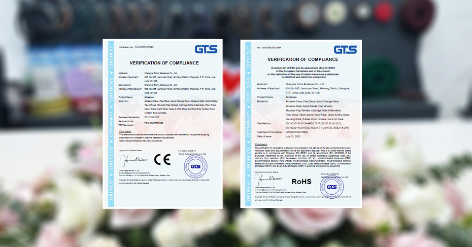 Shanghai Fermi Achieves CE and RoHS Certifications for Abrasives Products