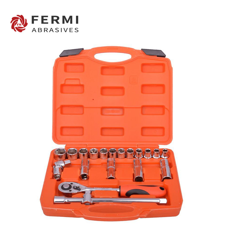 Fermi Abrasives 20-Piece Chrome Vanadium Socket Wrench Tool Set with Storage Case