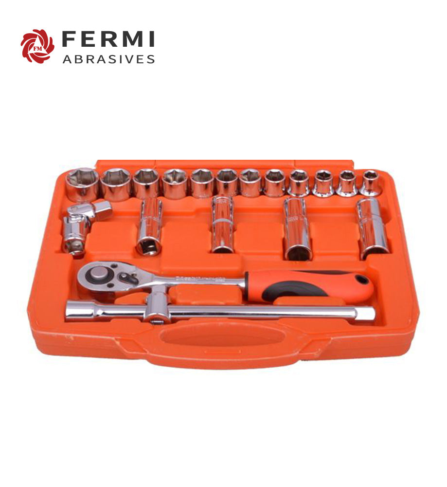 Fermi Abrasives 20-Piece Chrome Vanadium Socket Wrench Tool Set with Storage Case
