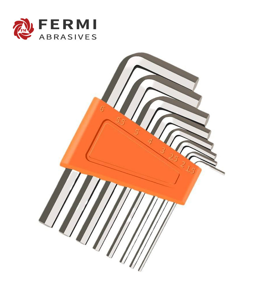 Fermi Abrasives Short Arm Hex Key Wrench Set – Metric & SAE