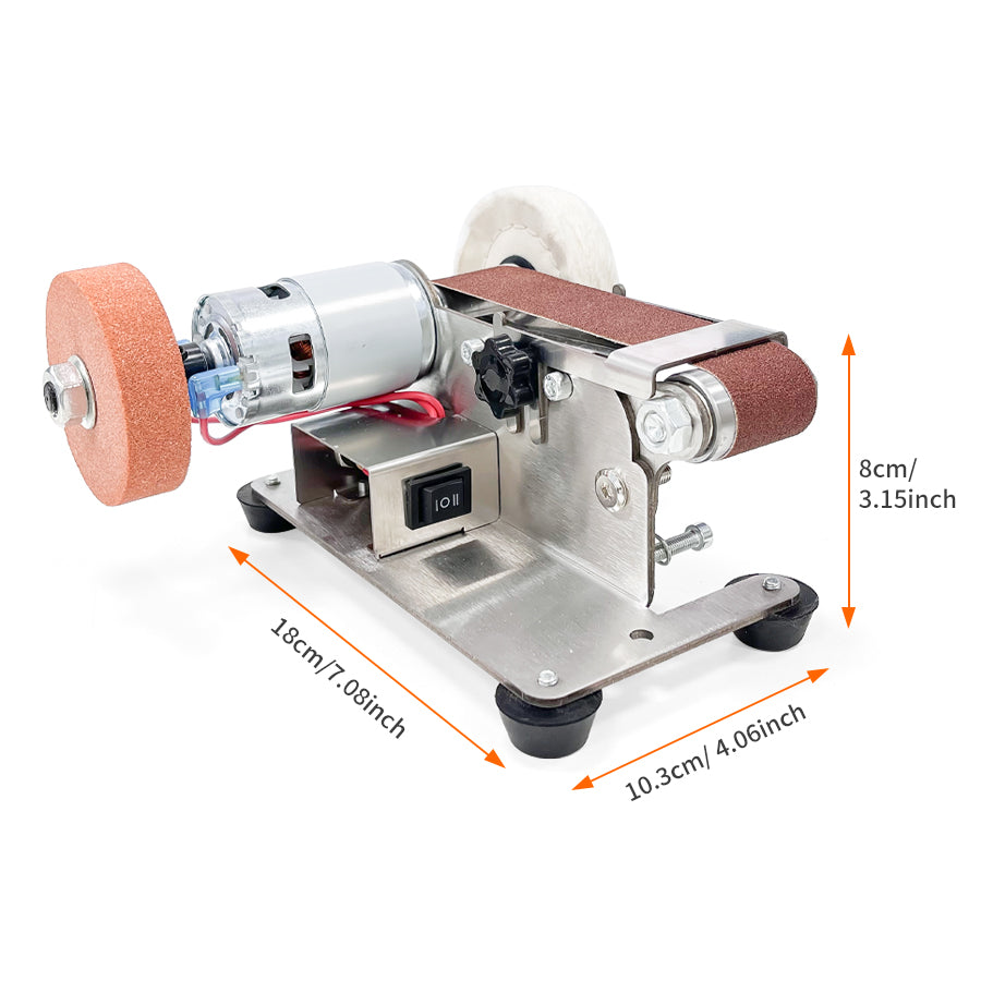 Fermi Abrasives Mini Belt Sander B Series with Polishing Wheel – Variable Speed Belt Grinder for Knife Making