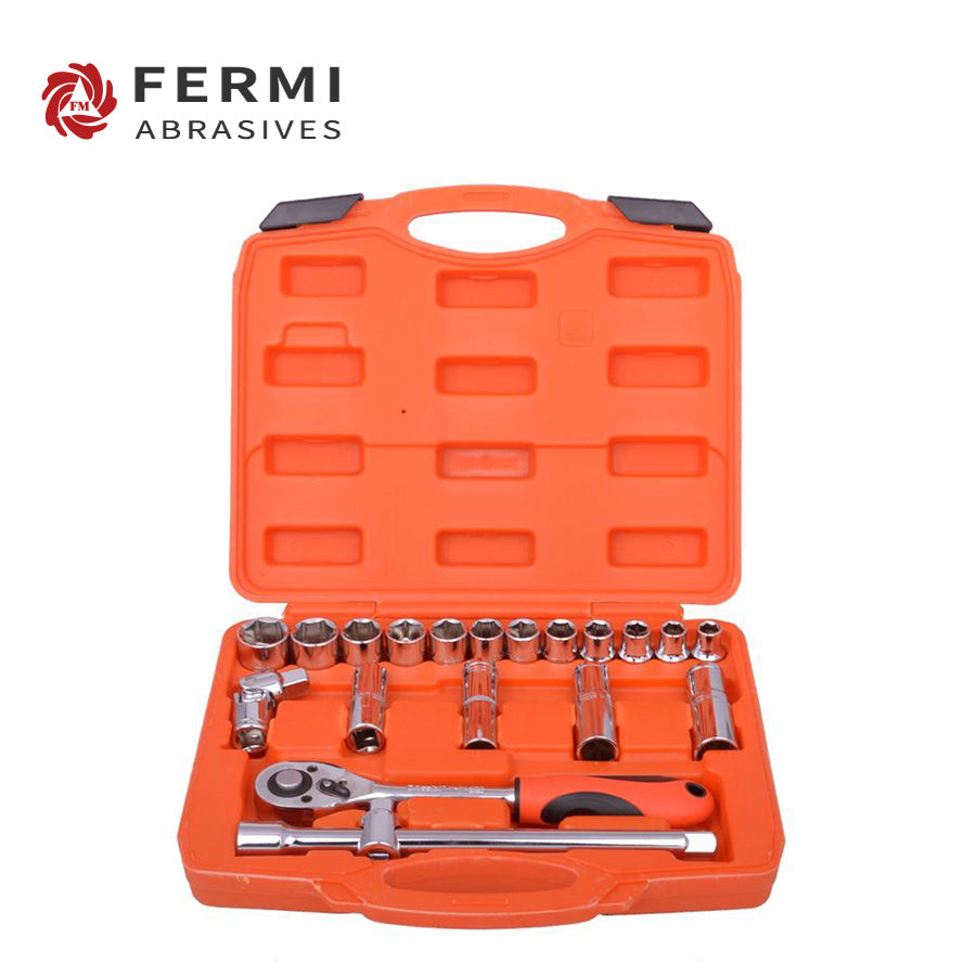Fermi Abrasives 20-Piece Chrome Vanadium Socket Wrench Tool Set with Storage Case