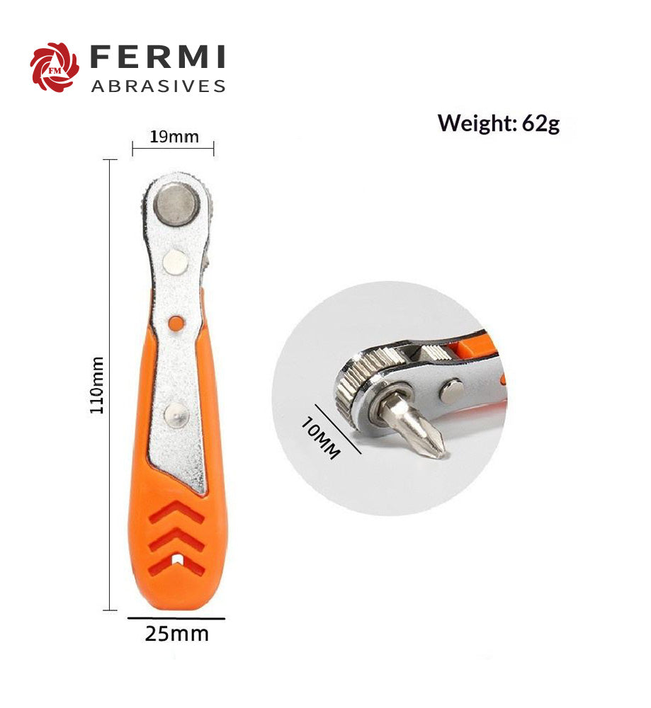 Fermi Abrasives Mini Quick-Release Ratchet Wrench Set | Dual Direction