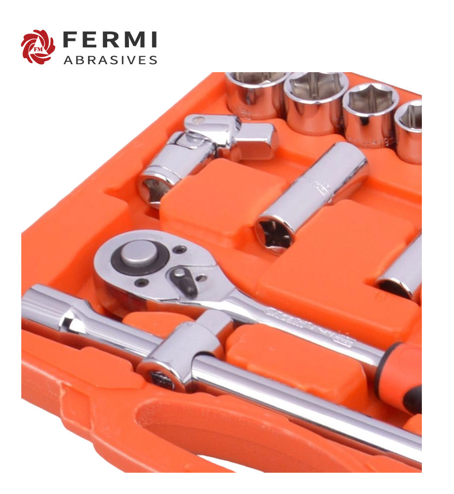 Fermi Abrasives 20-Piece Chrome Vanadium Socket Wrench Tool Set with Storage Case