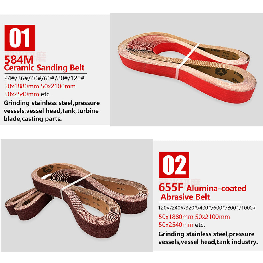 584M Ceramic Sanding Belt by Fermi Abrasives – Heavy-Duty Grinding & Knife Sharpening for Stainless Steel & Metal